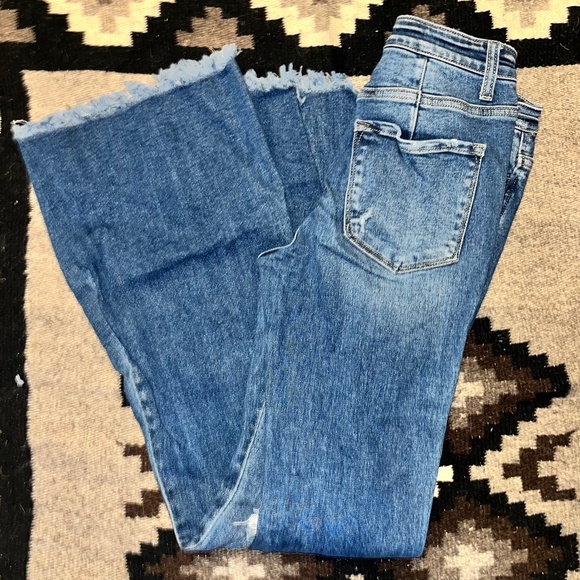 Flying Monkey Distressed Flare Jeans Size 26 Raw Hem - Picture 2 of 10